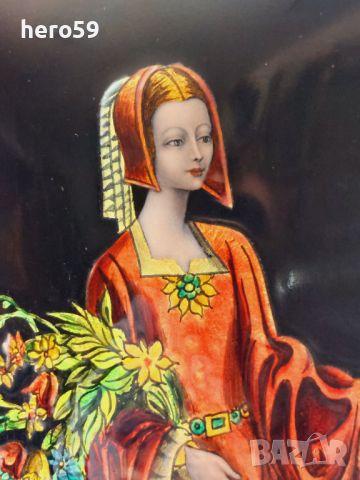 Прекрасна емайлова картина на Лимож (Limoge) перлен емайл, снимка 9 - Картини - 45794021