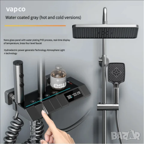 Модерен интелигентен термостатен душ с дисплей и LED подсветка, снимка 7 - Душове - 51140600