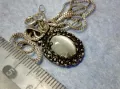 РЕТРО АРТ СРЕБЪРЕН ПЕНДАНТ с ПОЛИРАН ЛУНЕН КАМЪК и ФИНА СРЕБЪРНА ВЕРИЖКА СРЕБРО 925 ПРОБА 27067, снимка 7