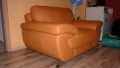 Италианска КОЖЕНА и ДЪРВО Гарнитура за Хол и Всекидневна с Масивен Диван и Два Фотьойла. Като Нова! , снимка 9