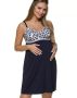 Нощница за бременни и кърмещи жени в тъмносин цвят 3129 Lupoline (008), снимка 1 - Дрехи за бременни - 45780537