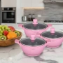 Комплект от 3 тенджери Cheffinger с мраморно покритие 20/24/28 см с капаци – незалепващи съдове , снимка 4