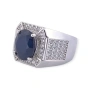 Мъжки сребърен пръстен със сапфир, снимка 1