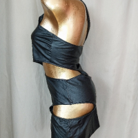 L Черна кожена рокля , снимка 4 - Рокли - 44984638