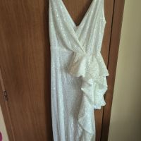 Официална / Бална Бяла рокля с пайети, снимка 1 - Рокли - 45357223