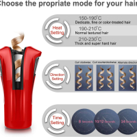 iGutech Автоматична маша за коса с турмалинов керамичен нагревател и LED дигитален, снимка 4 - Аксесоари за коса - 45003028