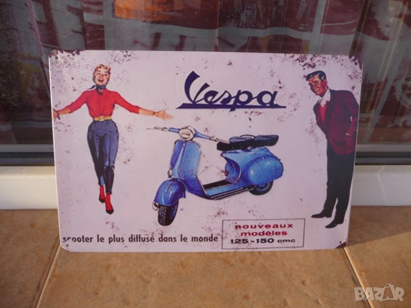  Метална табела мотор мотопед Vespa Веспа скутер Италия мото купете тук реклама продажби, снимка 1