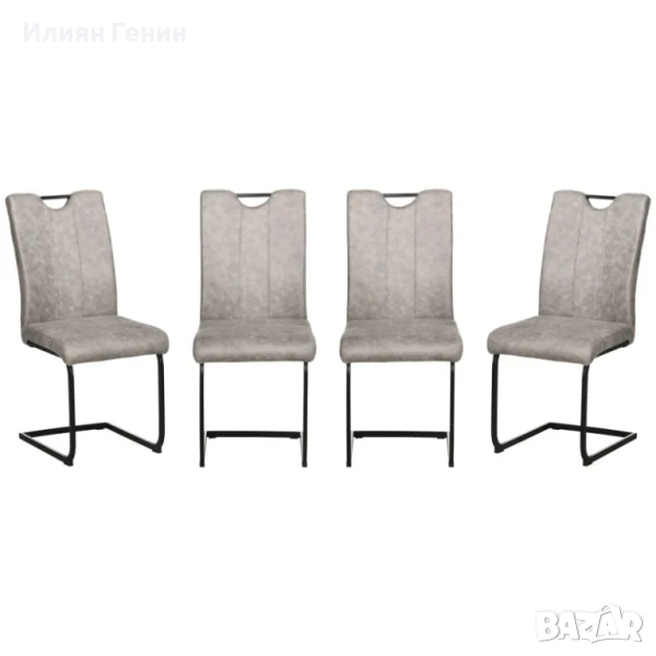 Комплект от 4 трапезни стола HOMCOM, изработени от микрофибърна материя, снимка 1