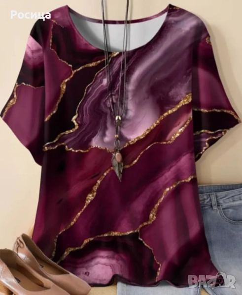 Дамска блуза с къс ръкав размер 2ХЛ нова, снимка 1
