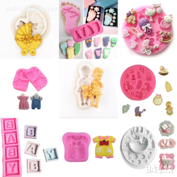 Силиконов молд бебешки аксесоари бебе различни видове, снимка 1