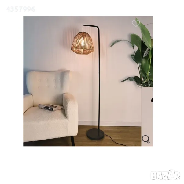 Декоративна настолна лампа, Плетен абажур, 40W , снимка 1