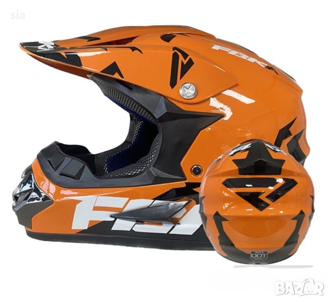Кросова каска, S/M, оранжева, Шлем за кросов мотор, снимка 1