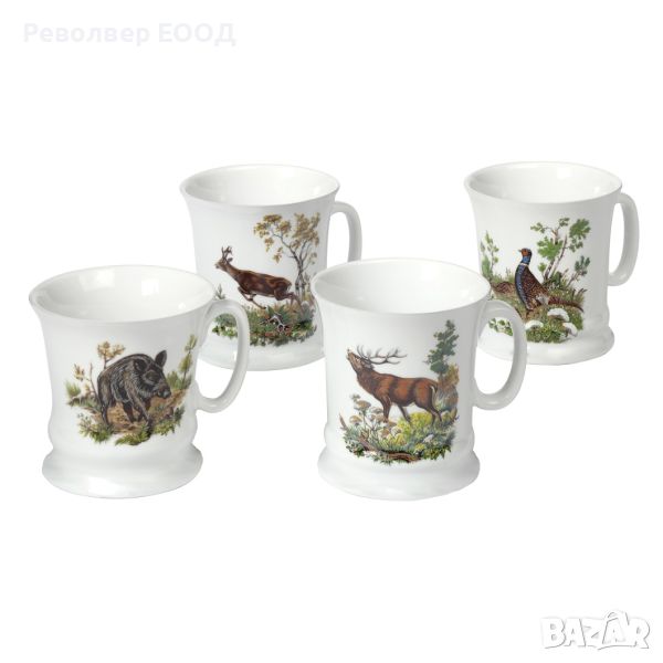 Комплект чаши за кафе Fritzmann с ловни мотиви - 4 броя, снимка 1