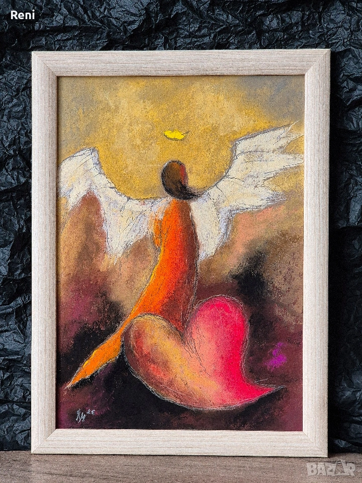 Ангел, пастелна картина, оригинал, снимка 1