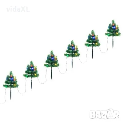 vidaXL Коледни елхи за пътеки 6 бр с многоцветни LED 45 см PVC (SKU:344659), снимка 1