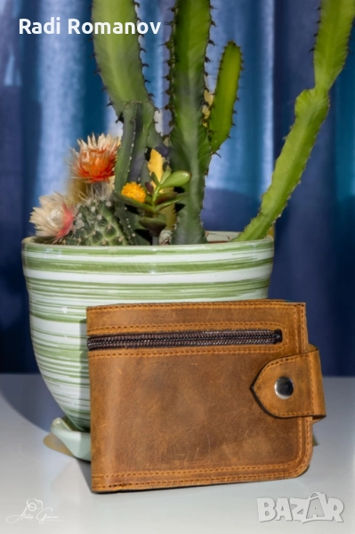 Ръчно изработен мъжки кожен портфейл , снимка 1