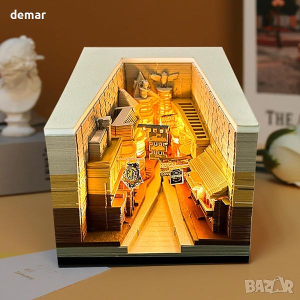 3D арт настолен календар  2024 Memo Pad с LED светлини, Оранжева магическа алея, снимка 1