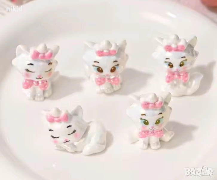5 бр Коте Мари Marie  Cat фигурка фугурки акрил смола за игра и украса декор торта топер гривна , снимка 1