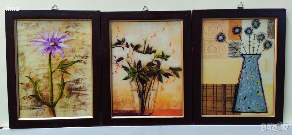 Цветен триптих на керамика, снимка 1