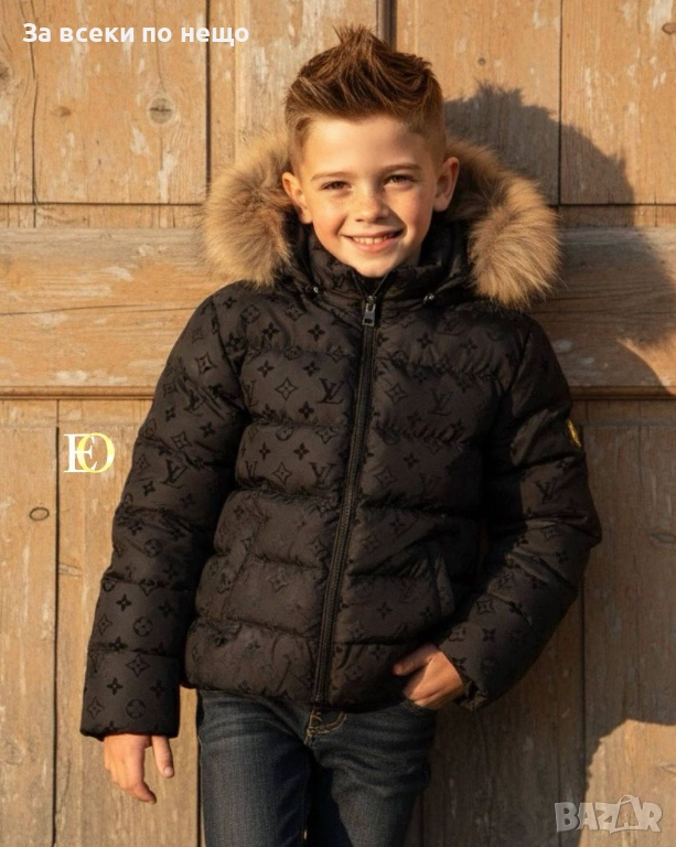 Louis Vuitton Детско Черно Зимно Яке С Качулка Код SK348, снимка 1