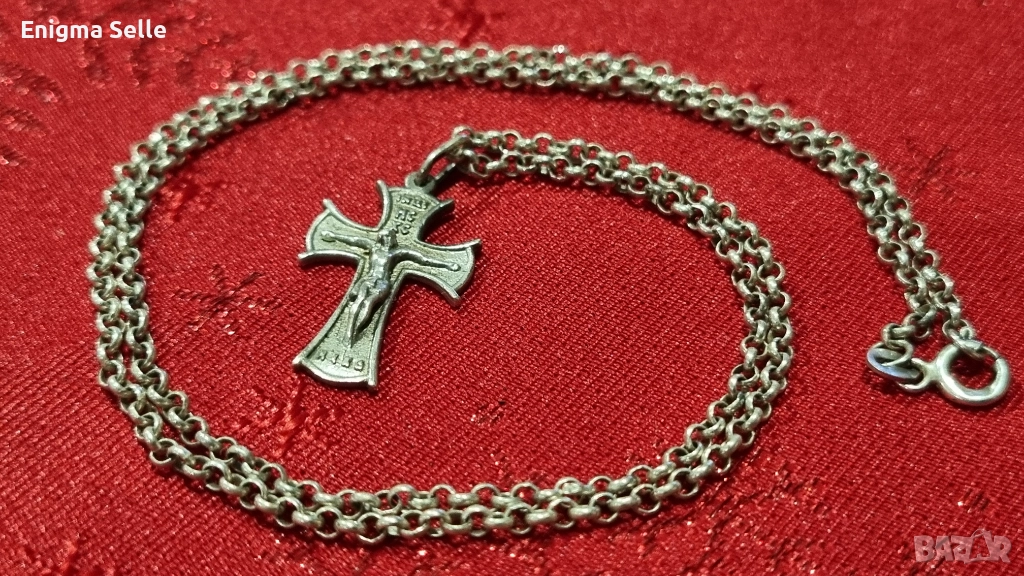 Сребърен синджир с висулка кръст 7,30 гр , снимка 1