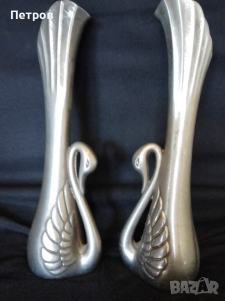 ваза сребрист метал 18 см, снимка 1