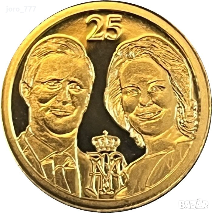 Златна монета "25 години кралска сватба" 2024, снимка 1
