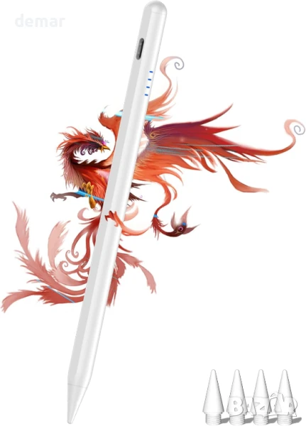 Стилус за iPad (2018-2025) Apple iPad 6/7/8/9/10/11(A16), (бял), снимка 1