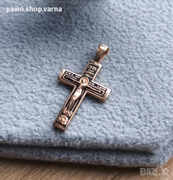 Златен кръст – проба 585 с лазерно клеймо, снимка 1