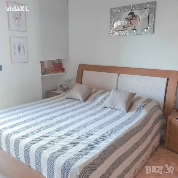 vidaXL Декоративно одеяло, памук, ивици, 220x250 см, антрацит, снимка 1