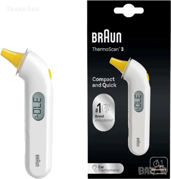 термометър braun thermoscan 3, снимка 1