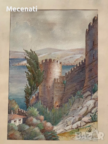 АТАНАС ЯЗАДЖИЕВ акварел Истамбул 1932 г., снимка 2 - Картини - 53099371
