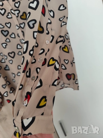 100% коприна блуза на сърца размер Хс-С , снимка 3 - Блузи с дълъг ръкав и пуловери - 53579042