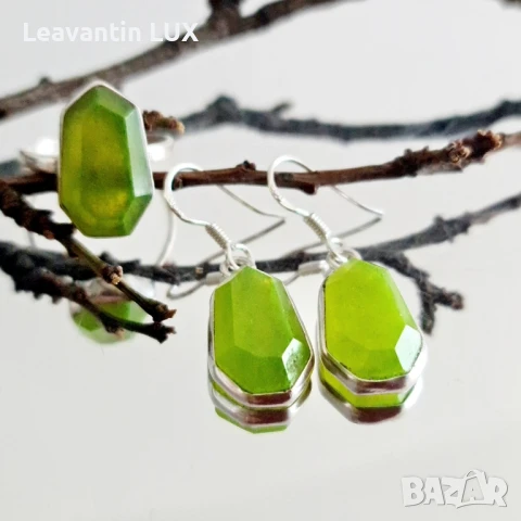 Сребърен комплект „Зелена хармония“ – с нефрит
, снимка 4 - Бижутерийни комплекти - 50848981