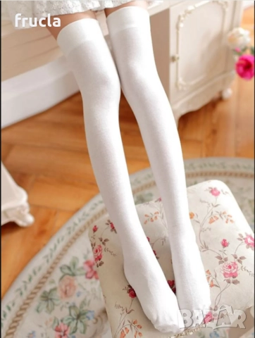 Дълги Едноцветни Чорапи Памук, снимка 3 - Дамски чорапи - 52469250