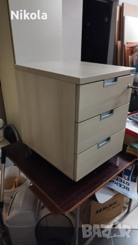 Шкафче за бюро на колела - контейнер със заключване 41,5/50/56см, снимка 3 - Шкафове - 50987035