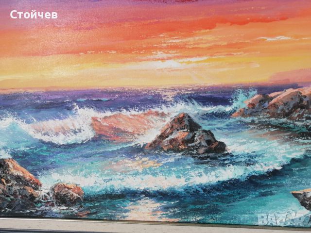Картина, Море, Масло върху лен, , снимка 4 - Картини - 46456536