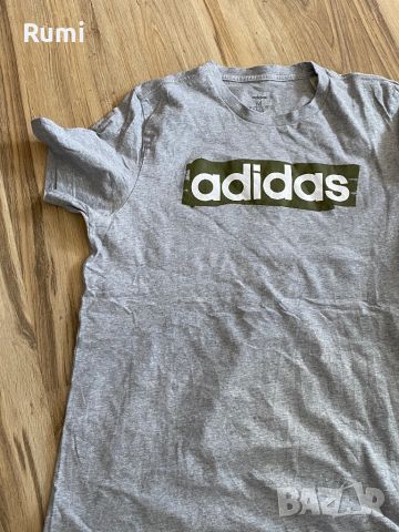 Оригинална сива памучна спортна тениска Adidas ! S, снимка 2 - Тениски - 46248173