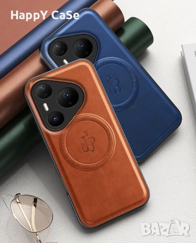 Huawei Pura 80 / 80 Pro / 80 Ultra / LEATHER MAGSAFE Кожен кейс калъф гръб със стойка, снимка 10 - Калъфи, кейсове - 51493535