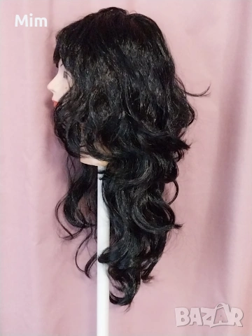 55 см Къдрева перука в черно и медено червено , снимка 11 - Аксесоари за коса - 53311486