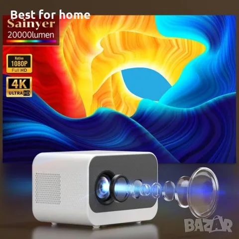 5G WiFi мултимедиен проектор с 4K, Bluetooth SAINYER A11, снимка 2 - Плейъри, домашно кино, прожектори - 49331999