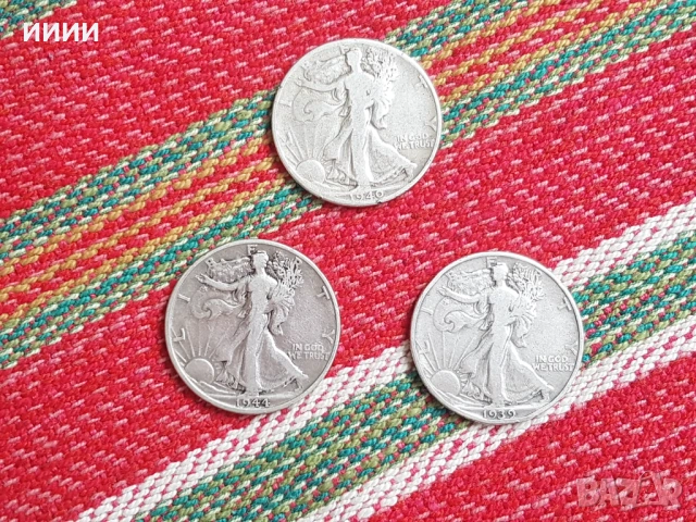 Сребърна монета халф долар 3 бр, снимка 2 - Нумизматика и бонистика - 53139300