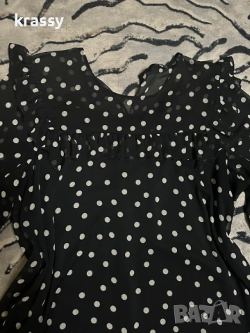 Красива голяма дамска туника/рокля на точки с къдри (размер 2ХЛ), снимка 2 - Рокли - 53980310