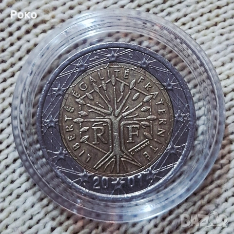 Рядка Монета от 2 евро 2001г (Дървото на живота), снимка 2 - Нумизматика и бонистика - 53698241