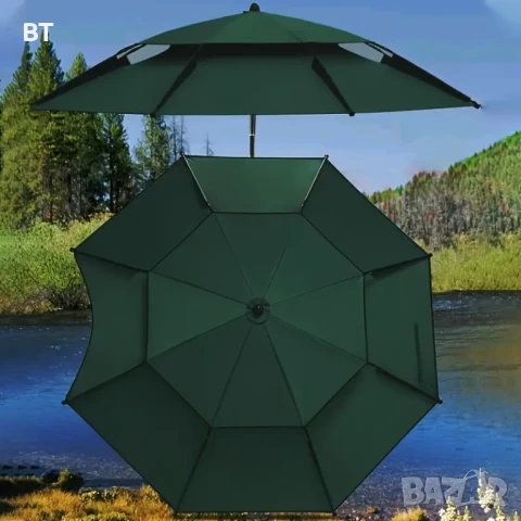 Ветроупорен плажен чадър с UV защита., снимка 4 - Къмпинг мебели - 51044433