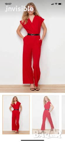 Дамски червен гащеризон, снимка 3 - Гащеризони - 52023953