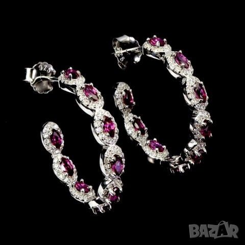 925 сребърни обеци с родолит гранат, диопсид, цитрин, гранат