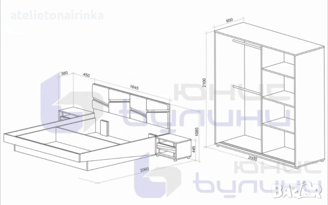 Спален комплект Мобили, снимка 2 - Спални и легла - 53644278