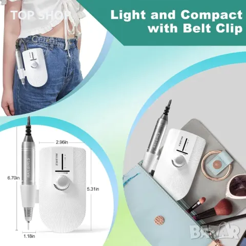 Електрическа пила за нокти NAILGIRLS, 35000 об/мин, с 11 бита, бяла, снимка 2 - Тримери - 49937560