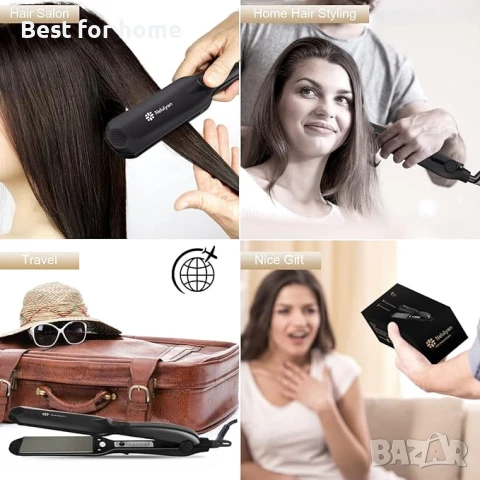 Преса за коса Nelulyen, двойна права керамична преса за коса , снимка 7 - Преси за коса - 50699899